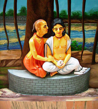 Caitanya Mahaprabhu with Ishvara Puri