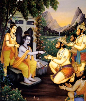 Lord Ramachandra Giving Mercy to Hanuman