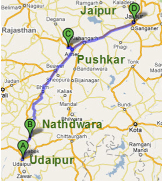 Map of Nathdwara